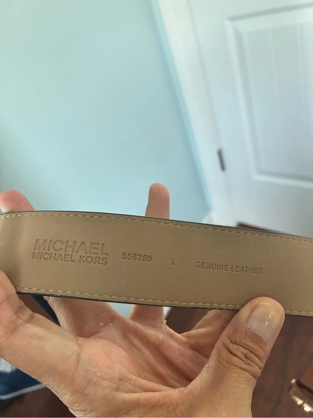 Michael Kors Brown Leather Belt with Gold Buckle